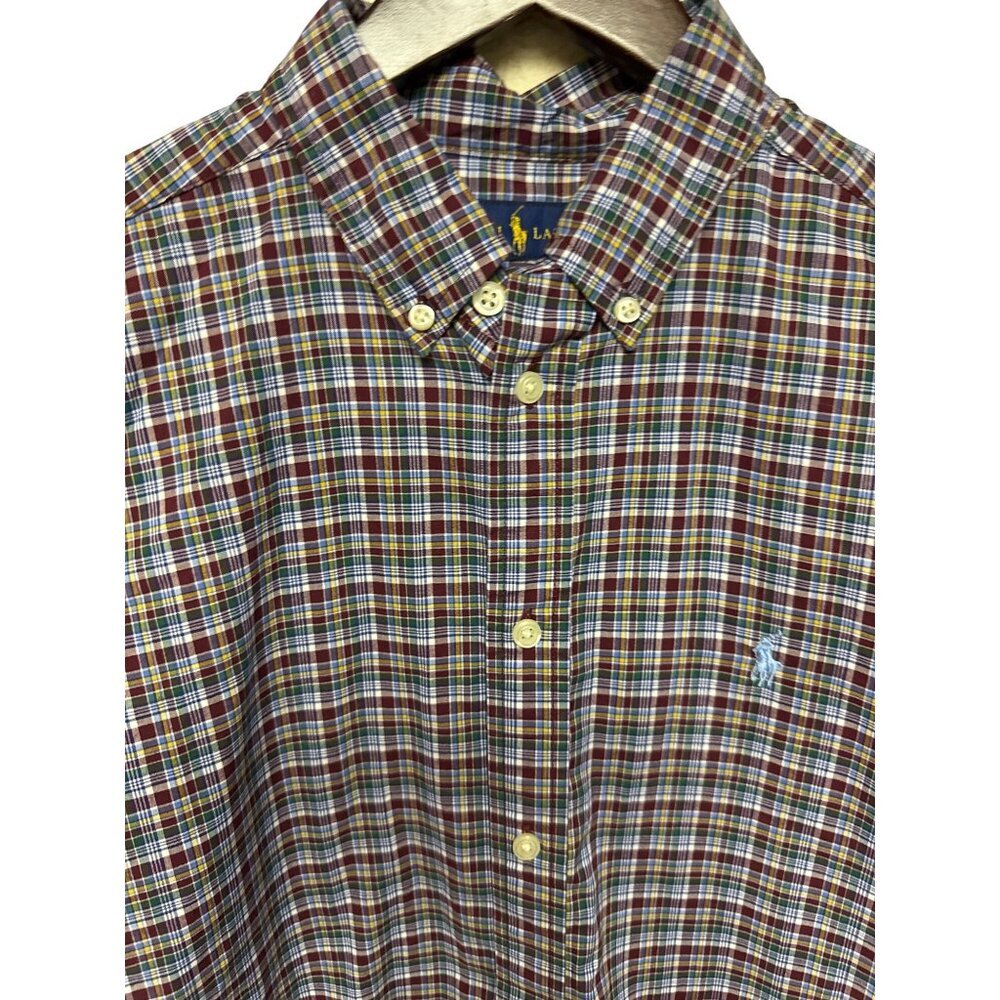 Polo Ralph Lauren Boy's Plaid Shirt XL 16/18 Blue Button Long Sleeve Preppy - Picture 2 of 8